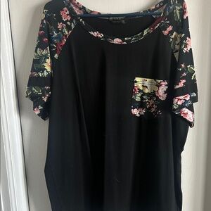 SHEIN Black Top with Floral Accents